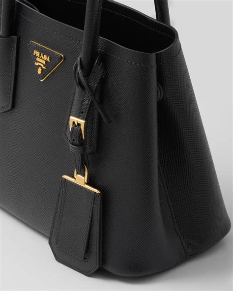 prada triple black|Black Prada Double Saffiano Leather Mini Bag .